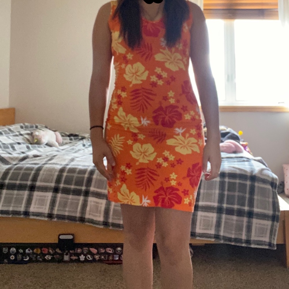 Orange print summer dress